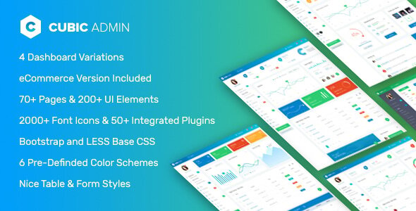 Cubic – Codeigniter Admin Dashboard & UI Template Kit Framework – 0 Sold!