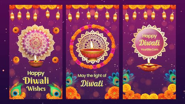 Sparkling 3D Design Happy Diwali Instagram Story