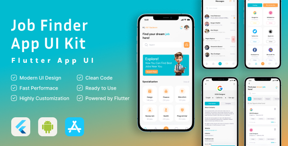 Flutter JobFinder UI Kit - Build Modern & Efficient Job Search Apps