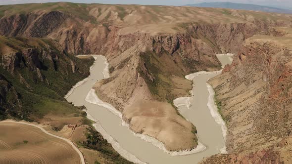 Gorge and river in a sunny day