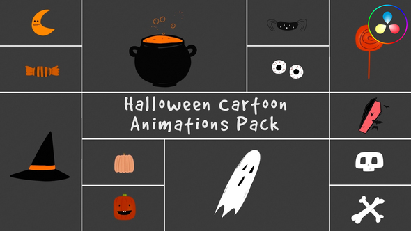 Halloween Cartoon Animations for DaVinci Resolve