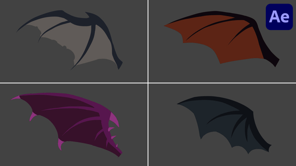 Cartoon Halloween Bat Wings Animations | After Effects alt