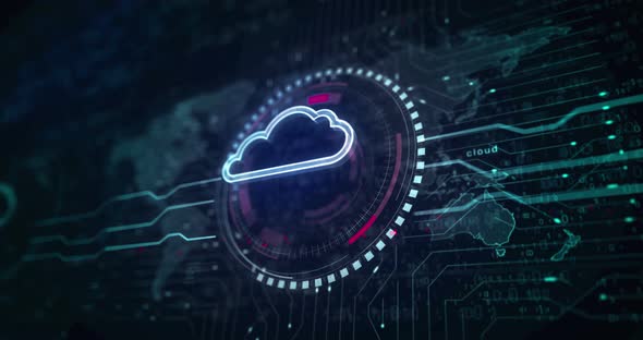 Cloud computing and online storage symbol loop digital concept alt