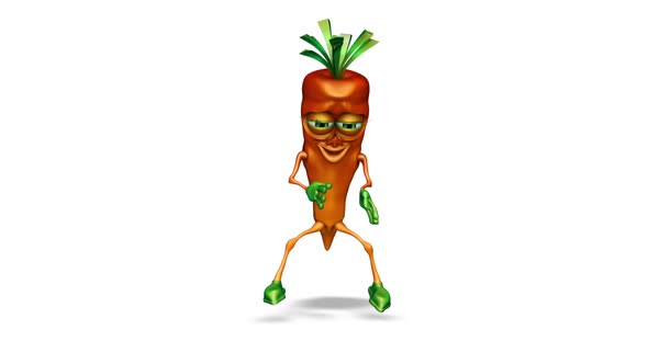 Happy Carrot  Looped Dance on White Background