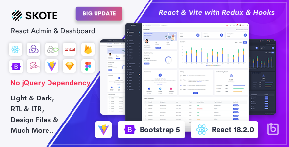 Skote - React Admin & Dashboard Template + Sketch