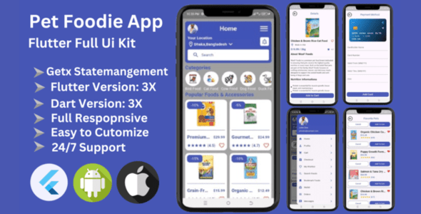 PetFoodi - Online Pet Foods App in Full App Flutter Mobile Template || Flutter 3.x (Android & iOS)