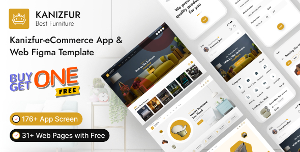 Kanizfur - Furniture & Home Decor eCommerce App & Web Figma Template