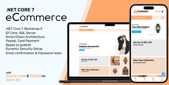.NET Core 7 MVC Ecommerce Web Apps | EF Core, SQL, Clean Architecture, MediatR, CQRS, Bootstrap 5