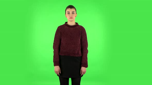 Pretty Girl Is Very Offended. Green Screen