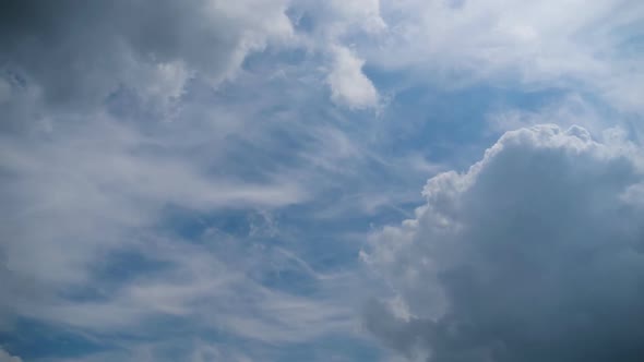 Clouds Move Smoothly in the Blue Sky. Timelapse