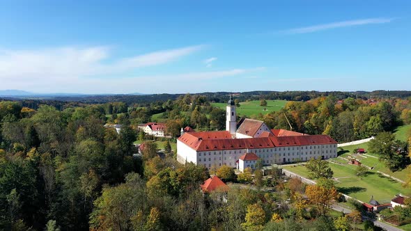 Aerial view of a monastery, Salesian Sisters monastery, Dietramszell