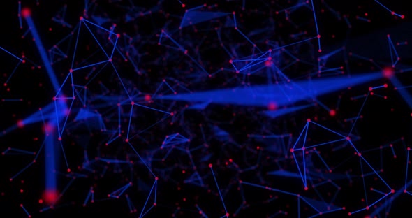 Blue geometrical shapes against black background alt