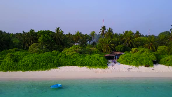 Aerial view tourism of tropical shore beach by ocean with sand background