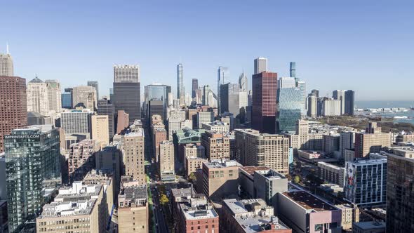 Flyover Chicago Cityscape - Aerial Shot