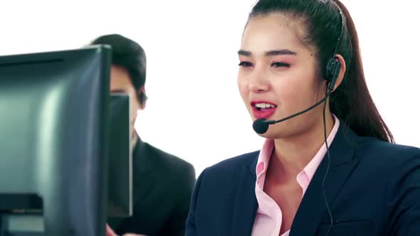 Business People Wearing Headset Working in Office