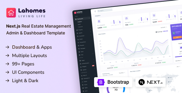 Lahomes – Nextjs Real Estate Management Admin & Dashboard Template – 0 Sold!