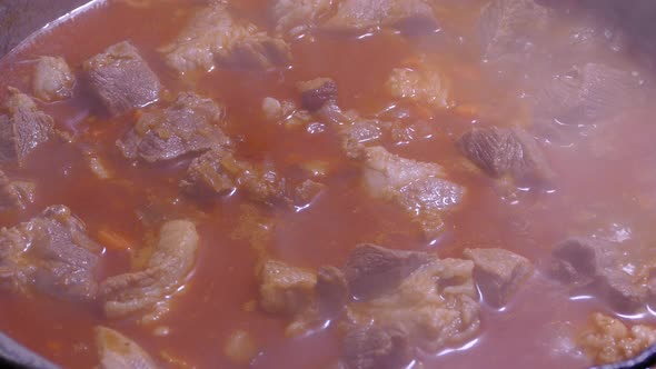 Goulash is Prepared with Seasoning and Meat
