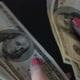 Close Up Woman Hands With Red Nails. Manicure Count Hundred Dollars Bills. - VideoHive Item for Sale