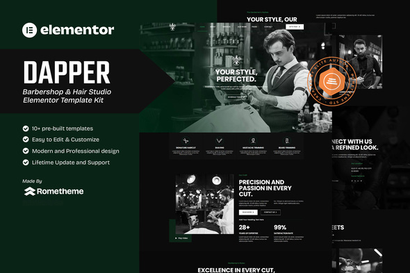 Dapper - Barbershop & Hair Studio Elementor Template Kit