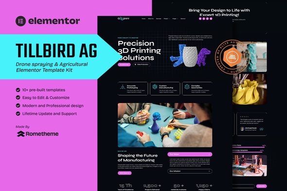 G3DPrint – 3D Printing & Manufacturing Elementor Template Kit – 0 Sold!