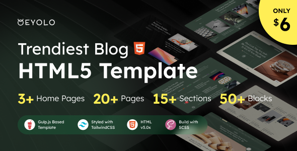 Eyolo – Blog Magazine HTML Template – 0 Sold!