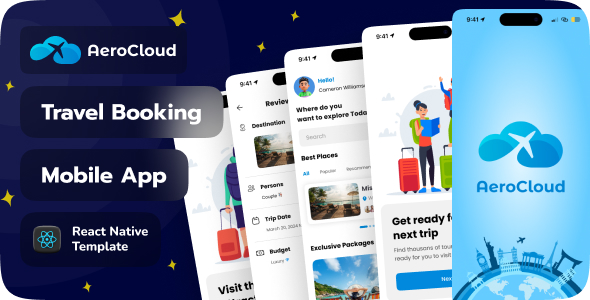 AeroCloud | Travel | Booking | Mobile App React Native  Template