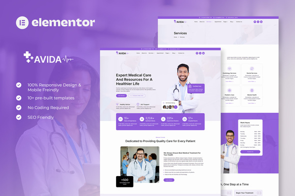 Avida – Health & Medical Elementor Template Kit – 0 Sold!