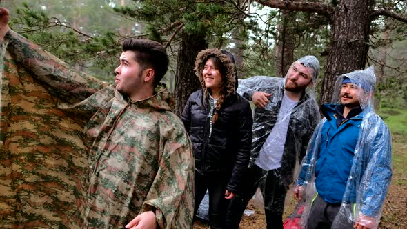 Cheerful Hikers Taking Selfie With Smartphone