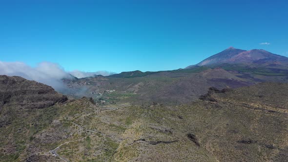 Tenerife, Masca Gorge, view of the sky in clouds and Teide volcano