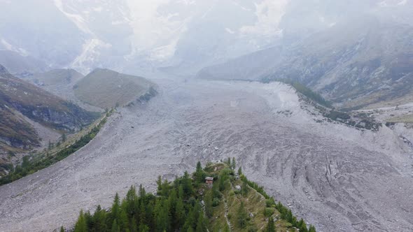 Beautiful Aerial View of Belvedere Glacier Mountain Around and Mountains in the Background with Tops