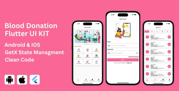 Flutter Blood Donation UI KIT | Graphicfort