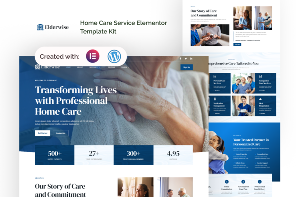 Elderwise – Home Care Services Elementor Template Kit – 0 Sold!