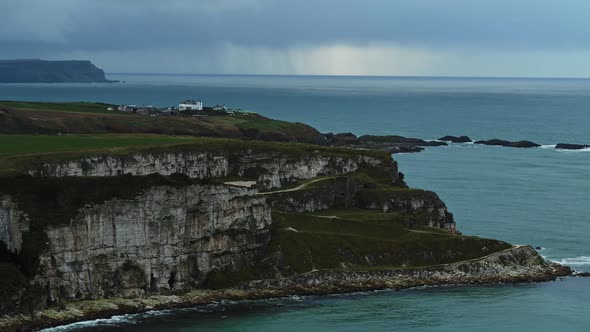 Carrick-a-Rede Rope Bridge, part of the Causeway Coastal Route on the north coast of Northern Irelan