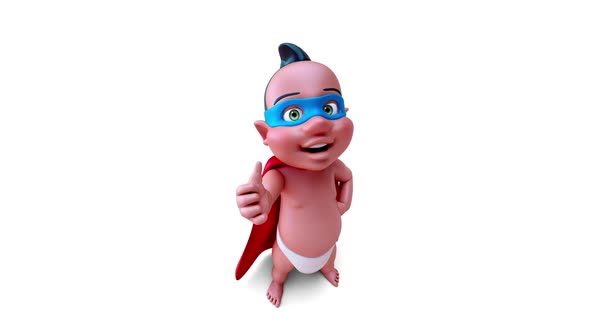 Fun 3D cartoon of a super indian baby alt