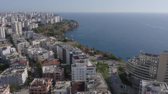 Panoramic Aerial View of Embankment of the Resort Town in Turkey
