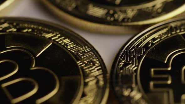 Rotating shot of Bitcoins