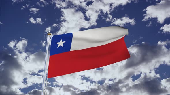 Chile Flag With Sky 4k