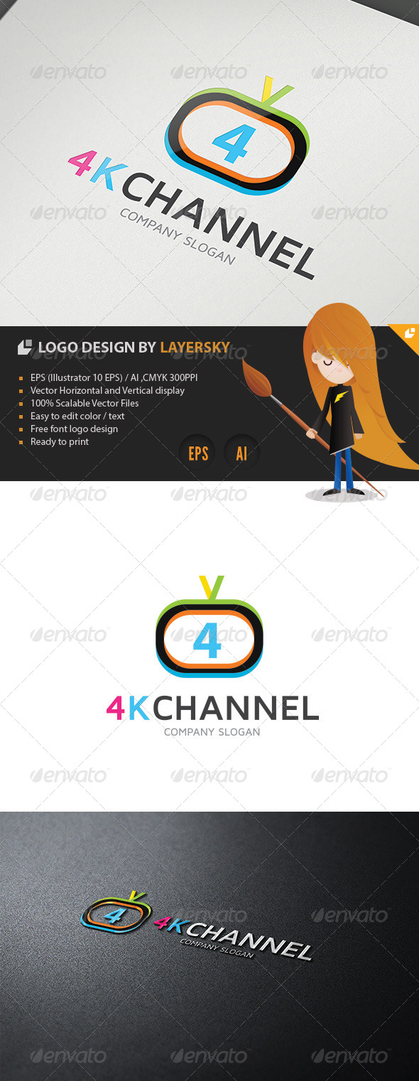 4K Television Channel Logo