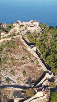 Vertical Video Alanya Castle  Alanya Kalesi Aerial View