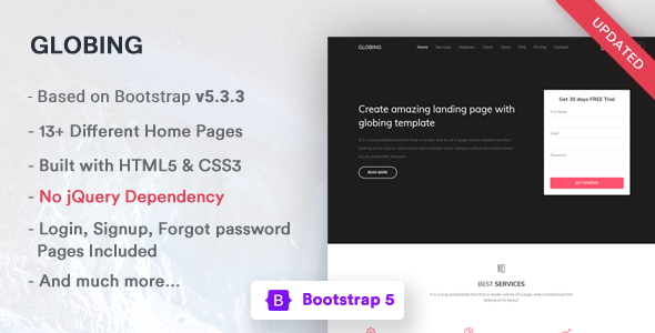 Globing - Bootstrap 5 Landing Page Template