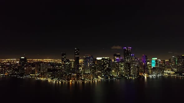 Night landscape of Miami Bay at downtown Miami Florida United States