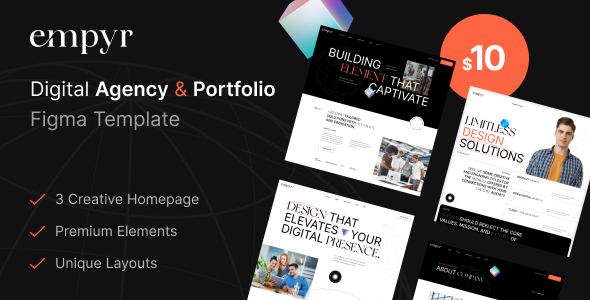 Empyr – Digital Agency & Portfolio Figma Template – 0 Sold!