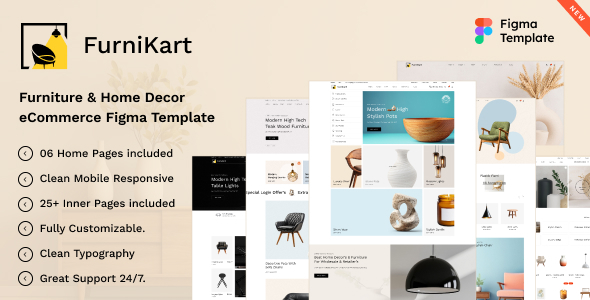 FurniKart – Furniture & Home Decor eCommerce Figma Template – 0 Sold!