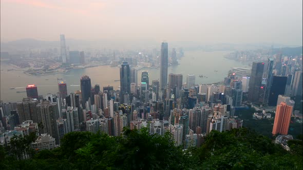 Beautiful building and architecture around Hong kong city skyline