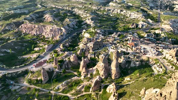 Awesome view of Uchisar Castle at Goreme Historical National Park in Cappadocia, Turkey.