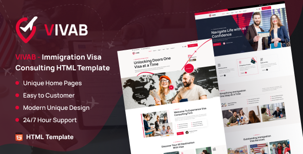 Vivab – Immigration and Visa Consulting HTML Template – 0 Sold!