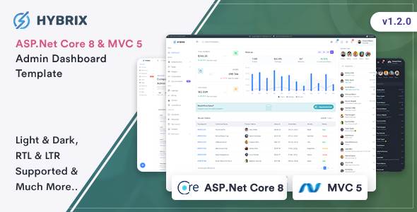 Hybrix - ASP.Net Core 8 & MVC 5 Admin Dashboard Template