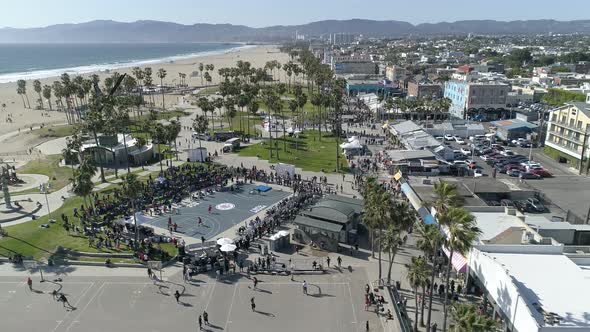 Aerial of Venice with a basketball court alt