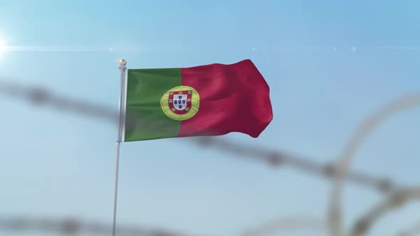 Portugal Flag Behind Border