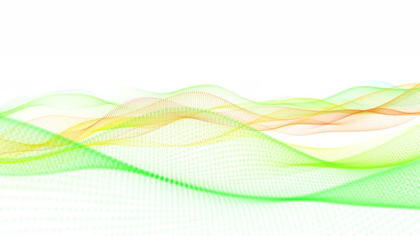 Digital Colorful Gradient Particle Line Wave Animation On White Background